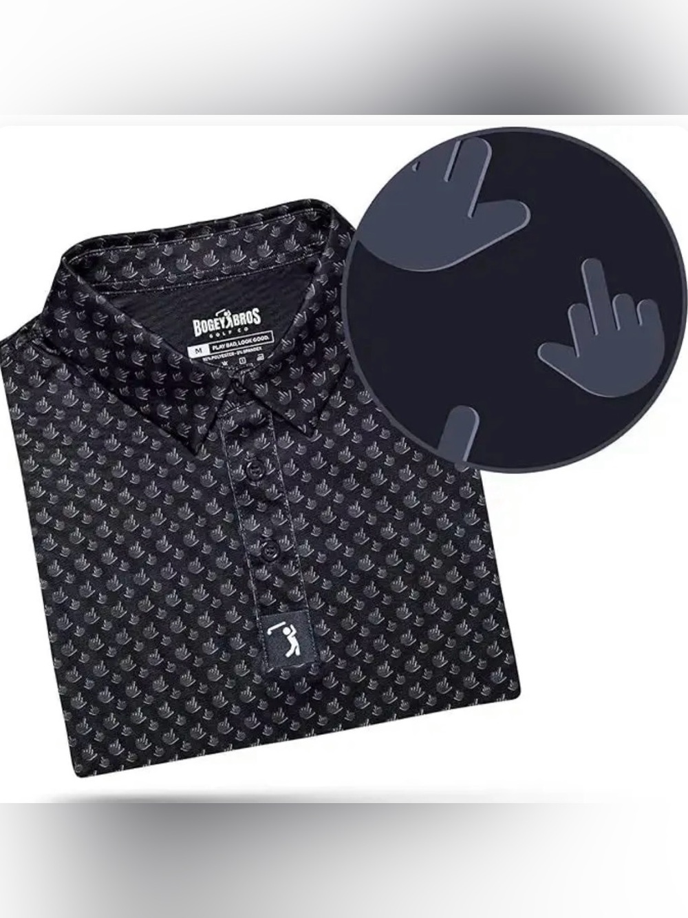 Bogey Bros Men’s Birdie Raven Performance Golf Polo Shirt Sz L Middle Finger NWT